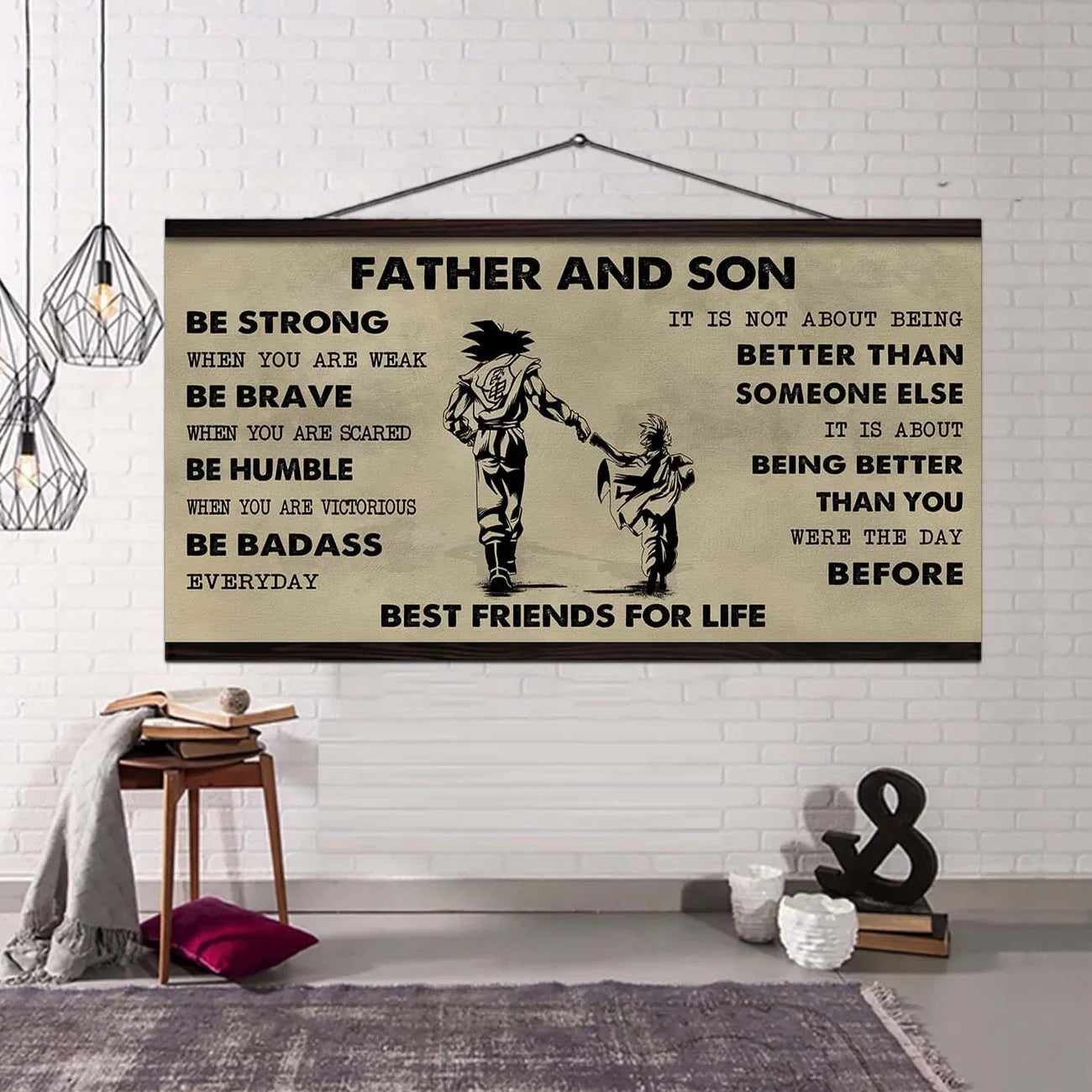 (cv50) to my son- be strong when you are weak- son- dragon ball - goku - viking - canvas poster