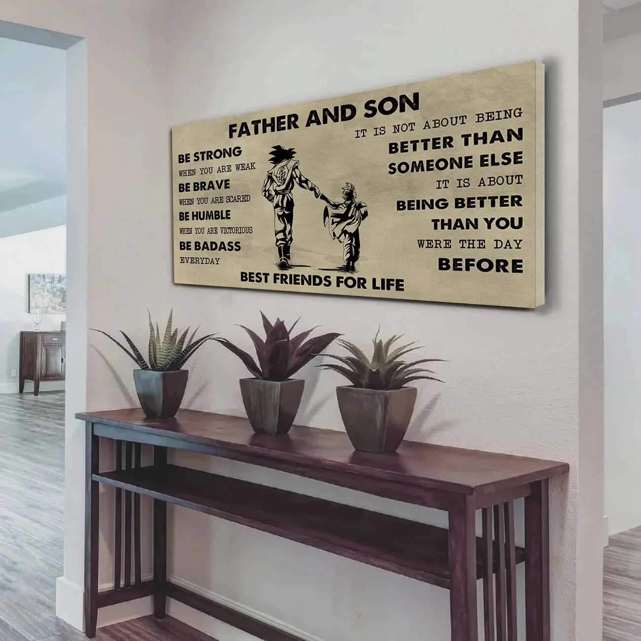 (cv50) to my son- be strong when you are weak- son- dragon ball - goku - viking - canvas poster