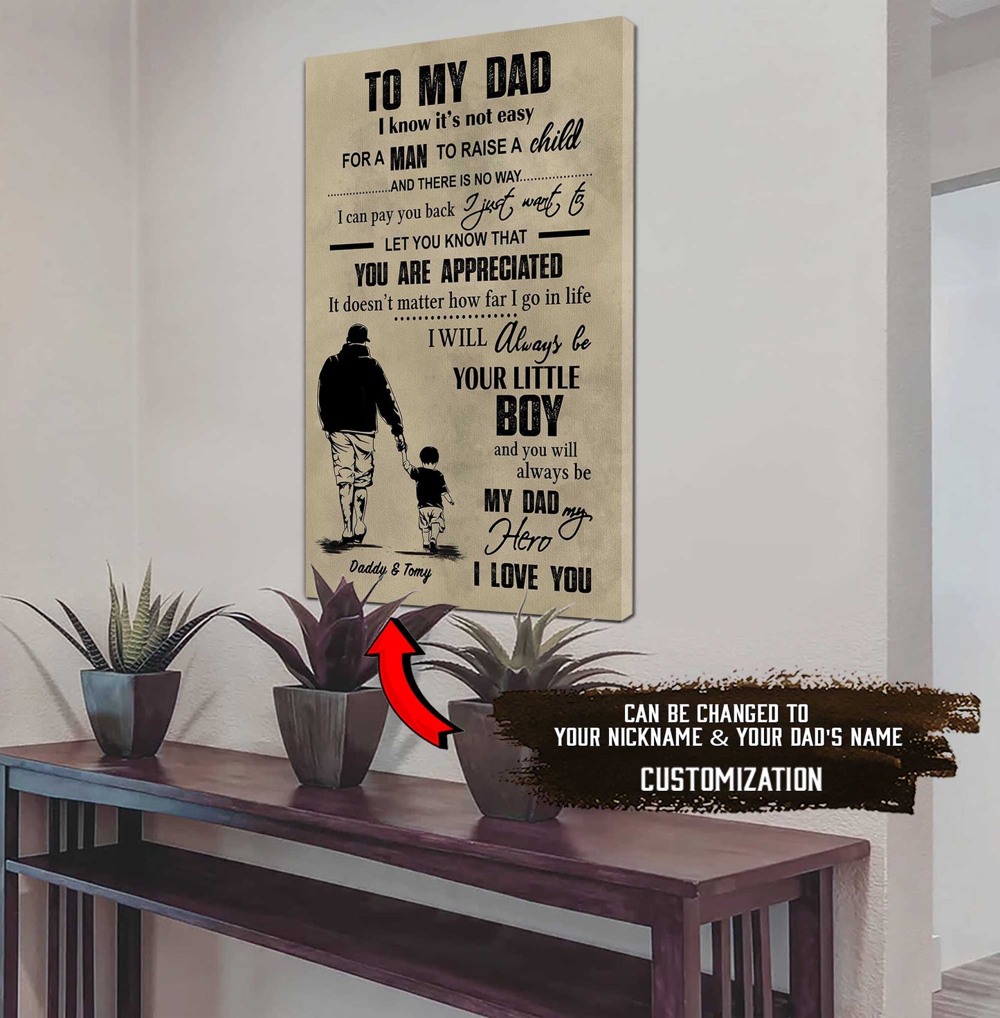 (cv29d) to my dad- son - dragon ball- soldier-family -dad son- goku - viking - vertical- canvas poster