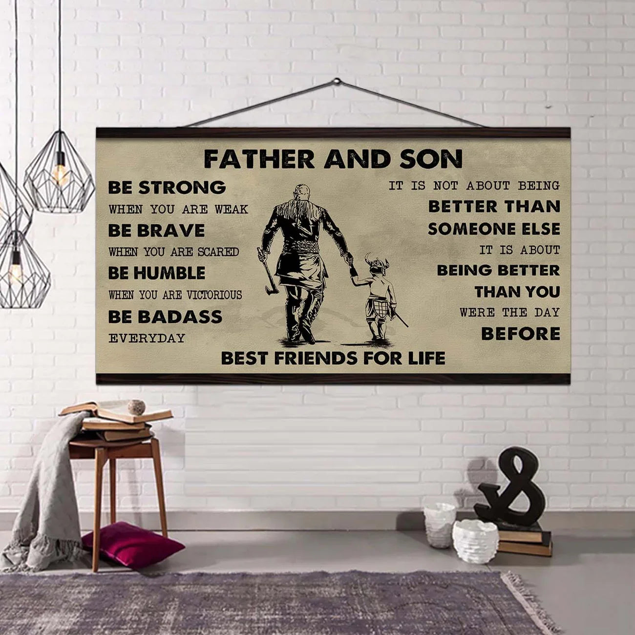 (cv50) to my son- be strong when you are weak- son- dragon ball - goku - viking - canvas poster