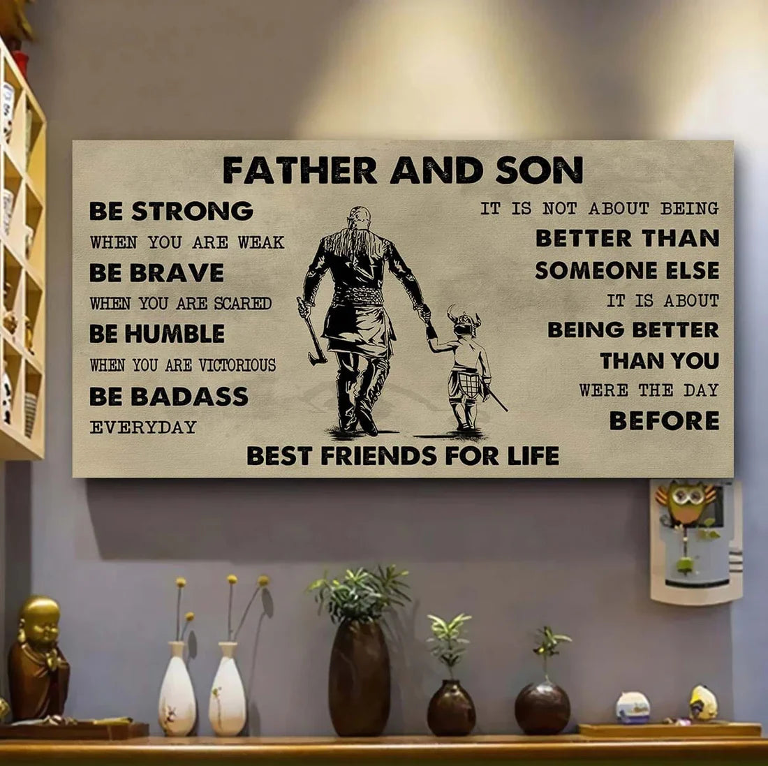 (cv50) to my son- be strong when you are weak- son- dragon ball - goku - viking - canvas poster