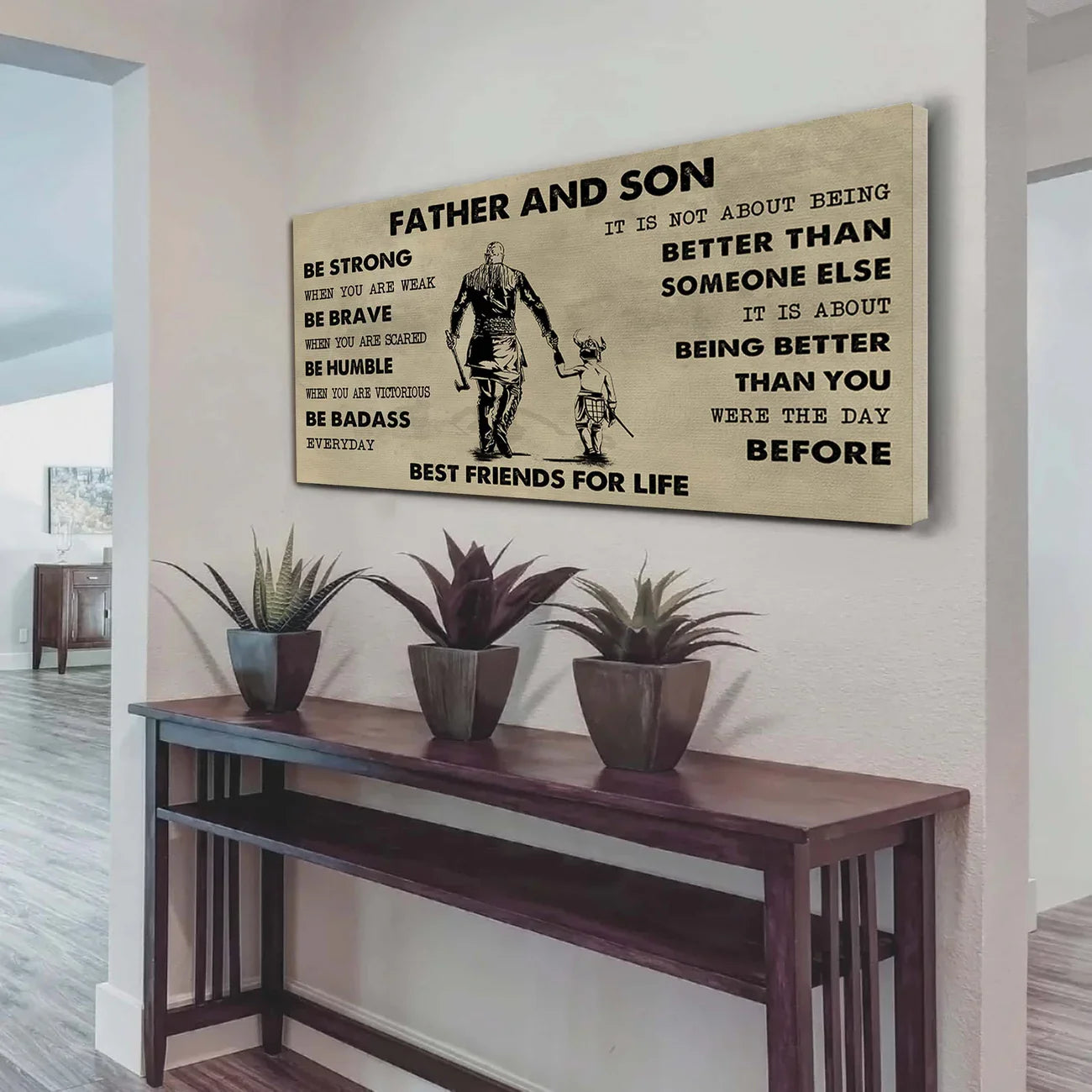 (cv50) to my son- be strong when you are weak- son- dragon ball - goku - viking - canvas poster