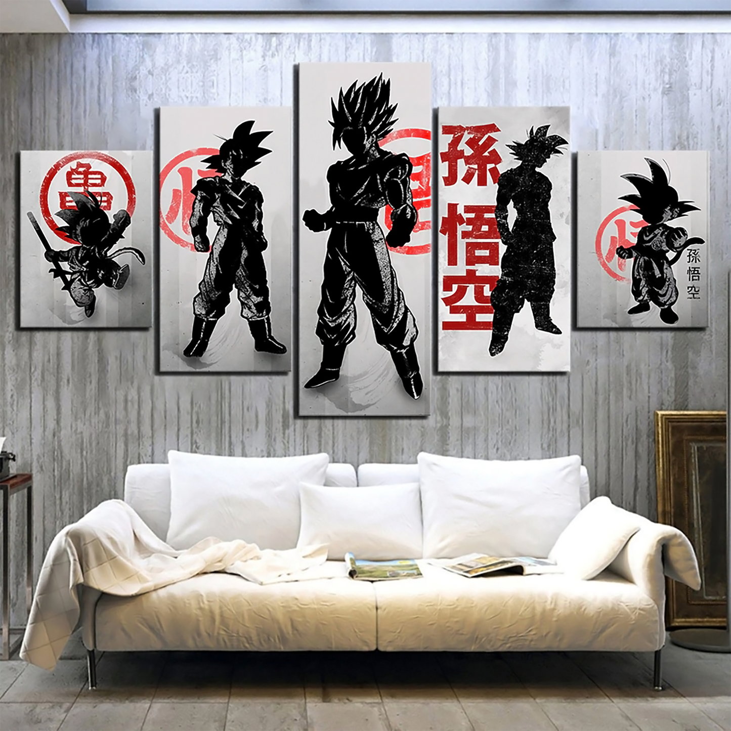 dragon ball - 5 pieces wall art - goku - kid goku - printed wall pictures home decor - dragon ball poster - dragon ball canvas