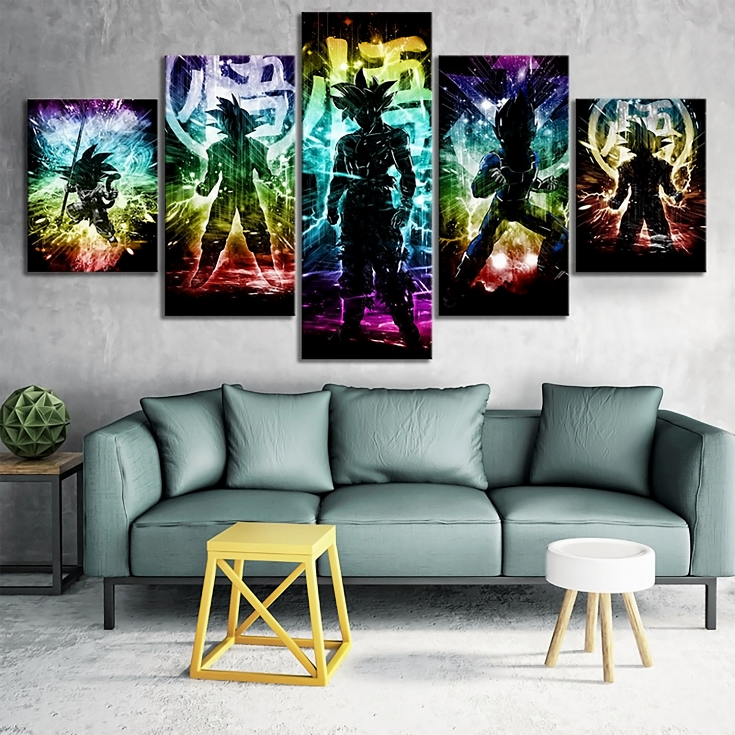 dragon ball - 5 pieces wall art - goku - vegeta - kid goku - printed wall pictures home decor - dragon ball poster - dragon ball canvas