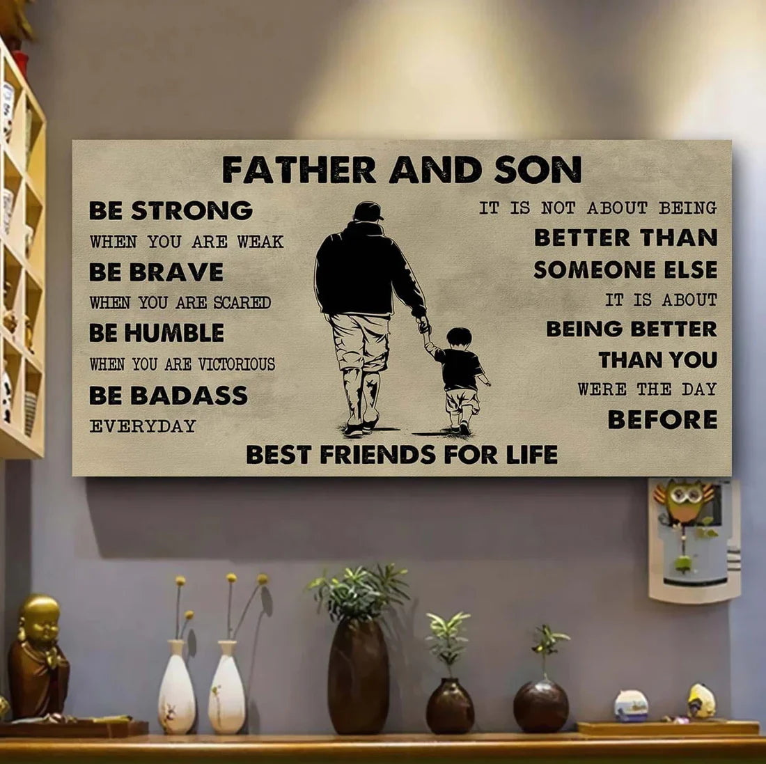 (cv50) to my son- be strong when you are weak- son- dragon ball - goku - viking - canvas poster