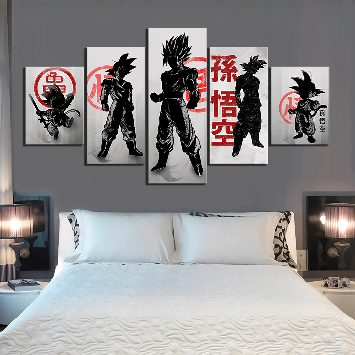 dragon ball - 5 pieces wall art - goku - kid goku - printed wall pictures home decor - dragon ball poster - dragon ball canvas