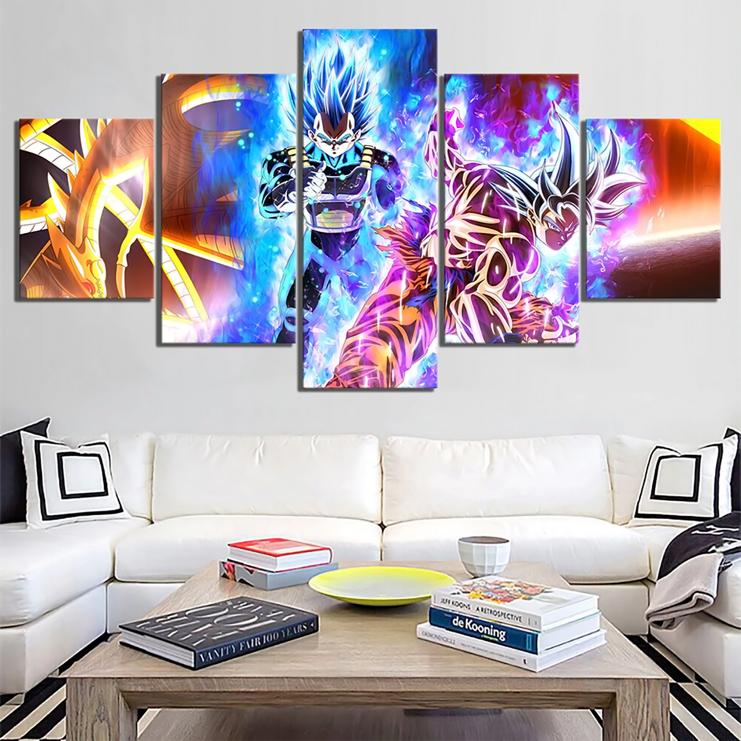 dragon ball - 5 pieces wall art - goku - vegeta - super saiyan blue - printed wall pictures home decor - dragon ball poster - dragon ball canvas