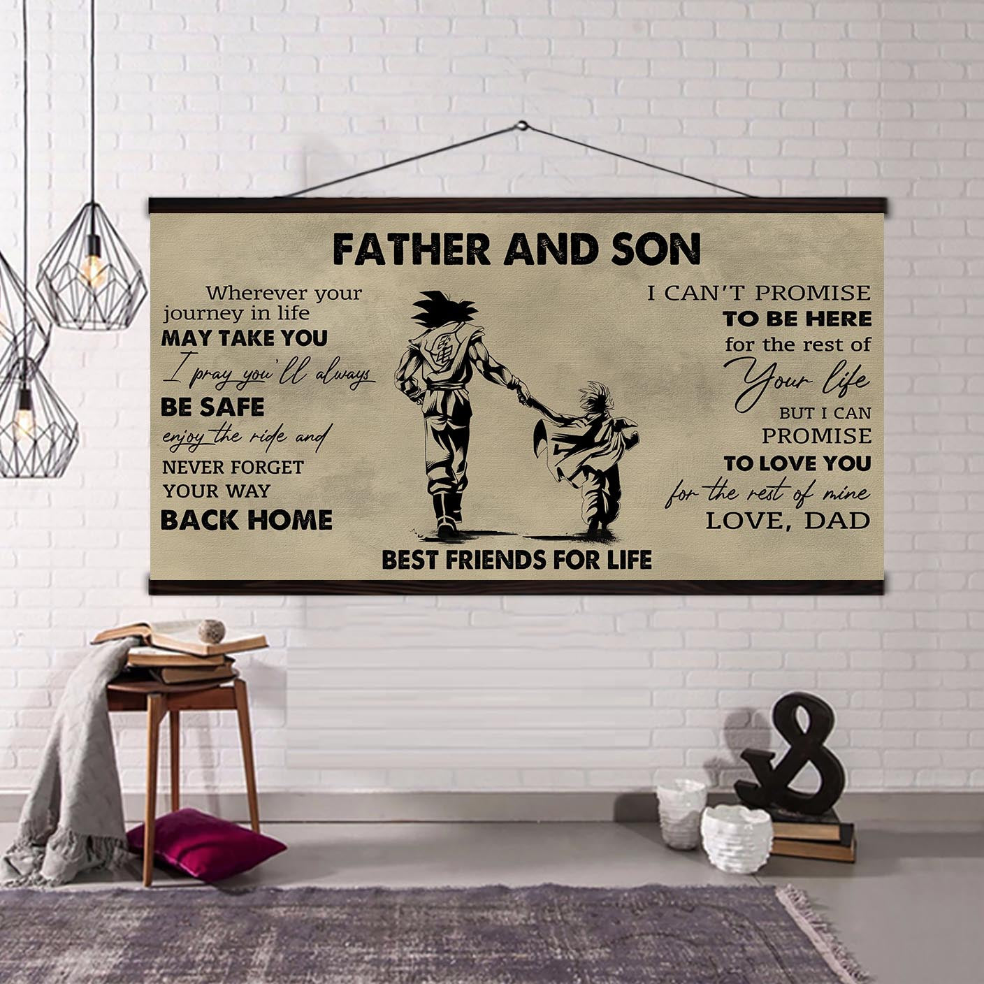 (nv2) to my son-father and son- never lose- dragon ball - goku - family -canvas poster