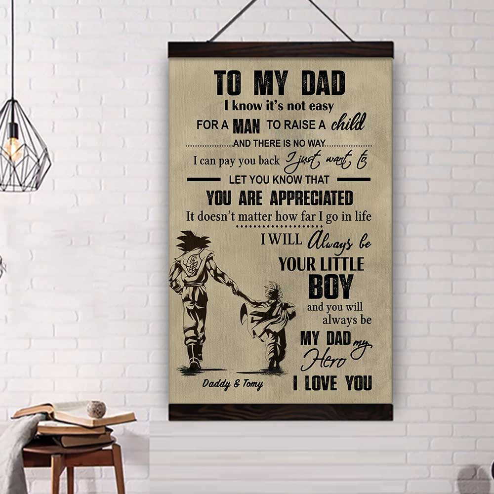 (cv29d) to my dad- son - dragon ball- soldier-family -dad son- goku - viking - vertical- canvas poster