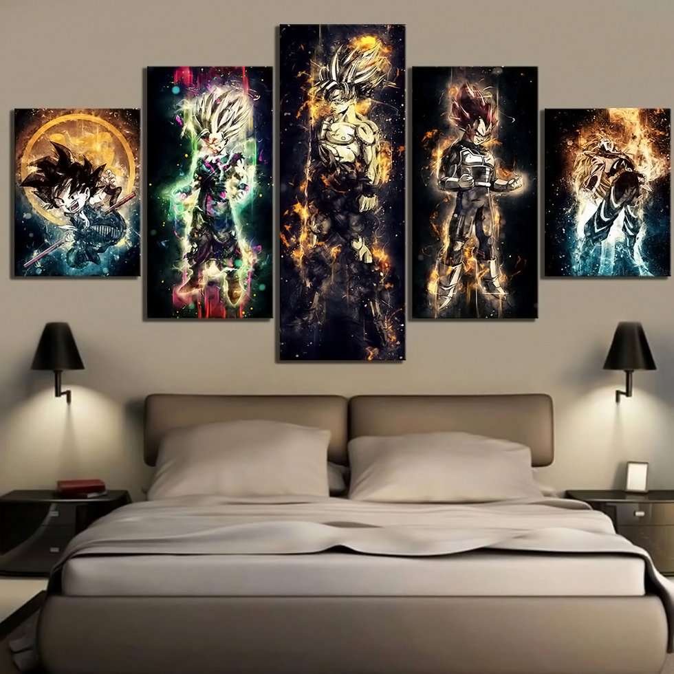 dragon ball - 5 pieces wall art - kid goku - goku - vegeta - gohan - printed wall pictures home decor - dragon ball poster - dragon ball canvas