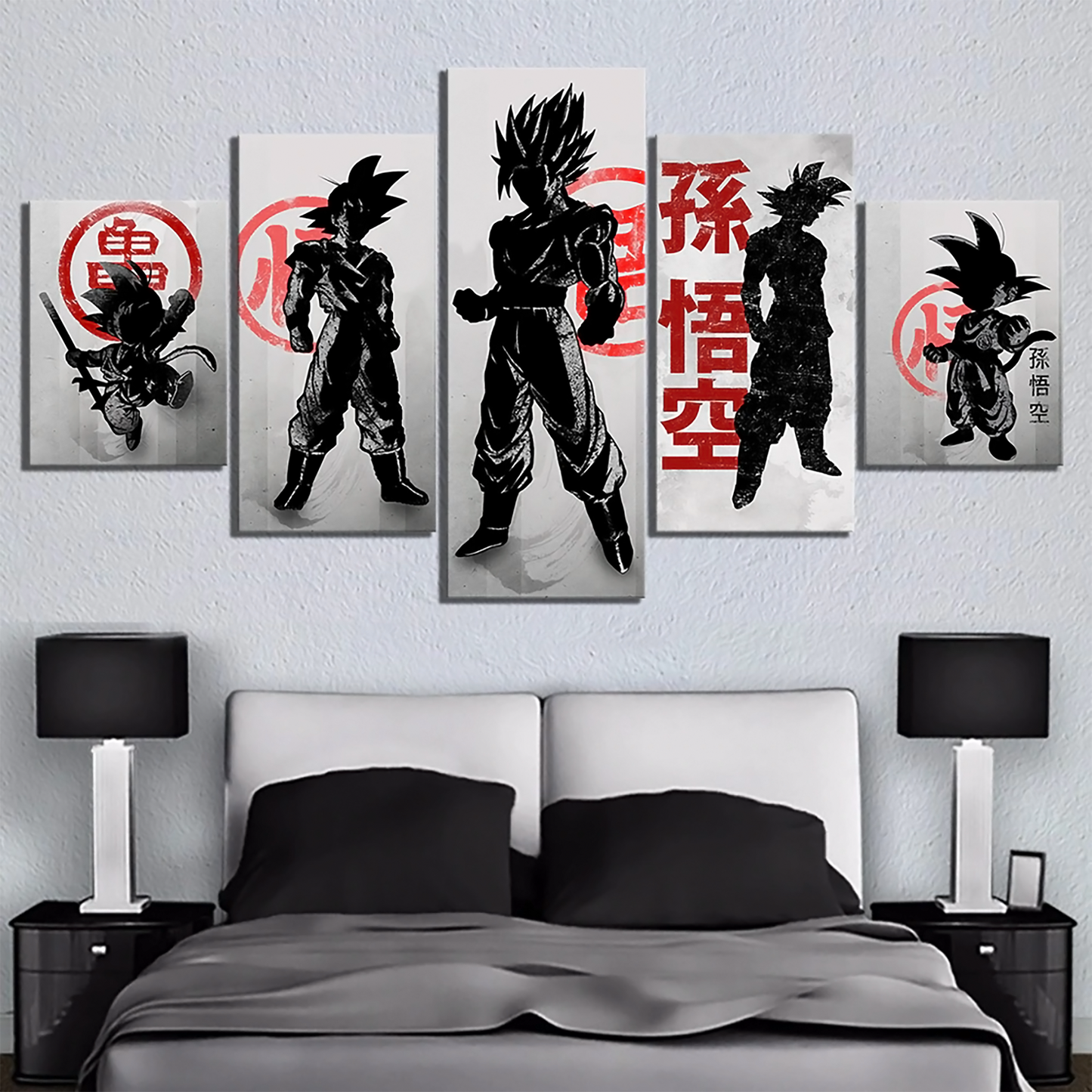dragon ball - 5 pieces wall art - goku - kid goku - printed wall pictures home decor - dragon ball poster - dragon ball canvas
