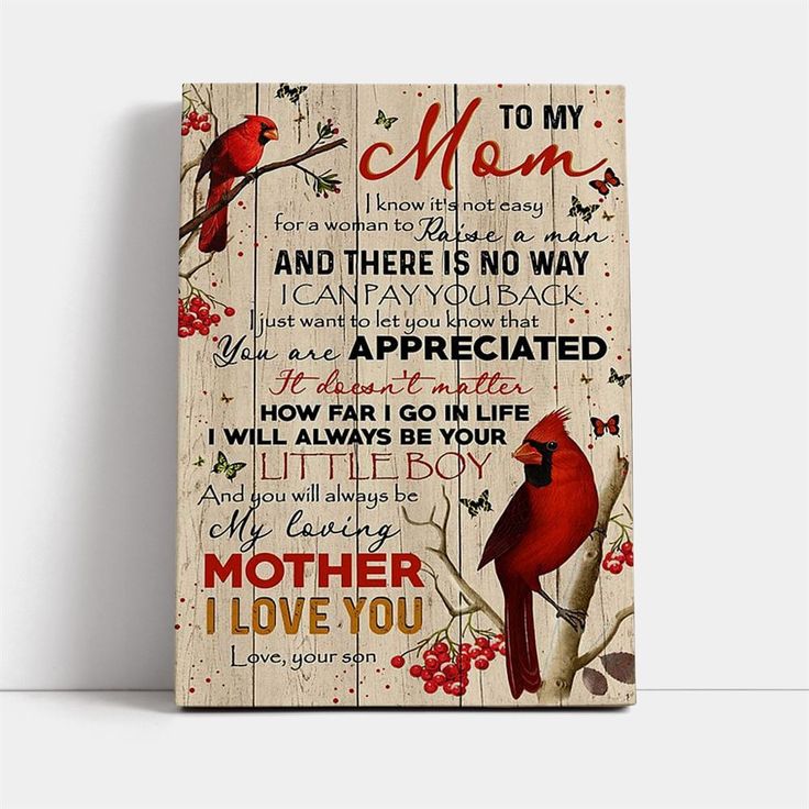 (m30) to my mom-i know it is not easy for a woman to raise a man - bird- canvas poster