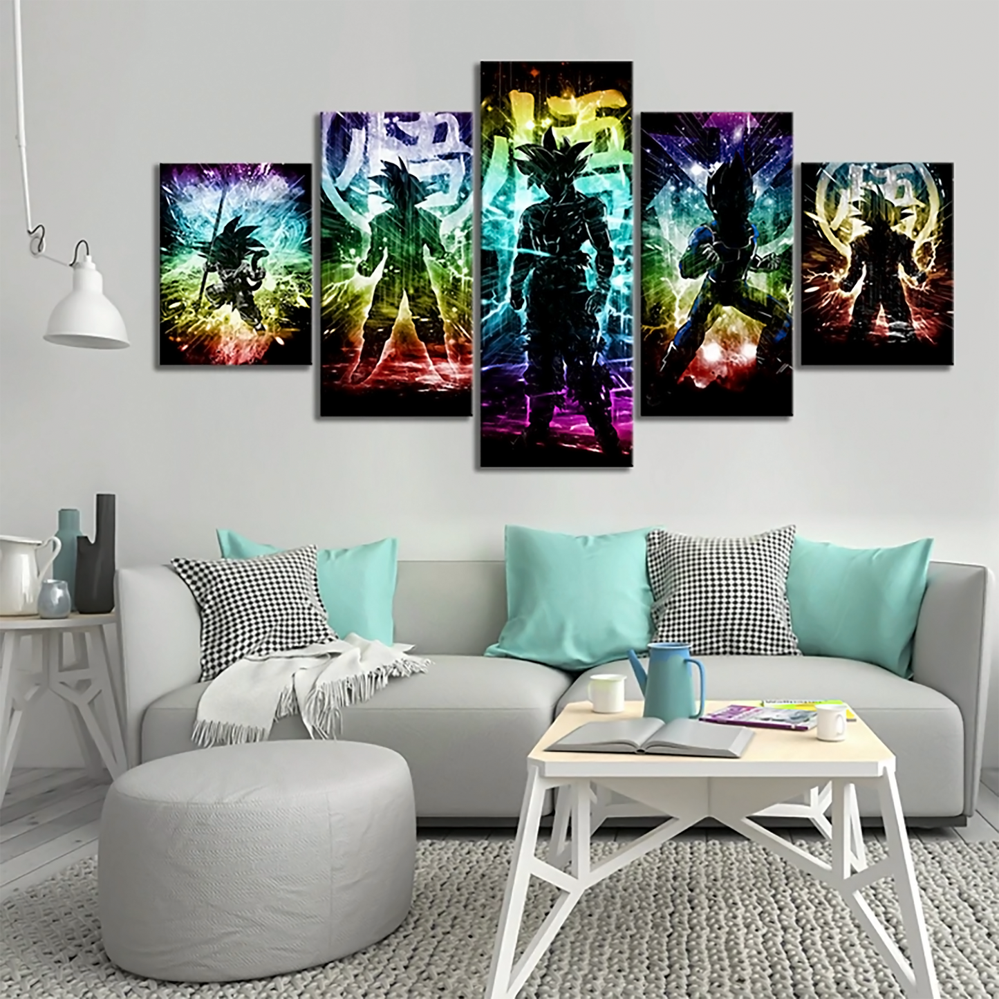 dragon ball - 5 pieces wall art - goku - vegeta - kid goku - printed wall pictures home decor - dragon ball poster - dragon ball canvas