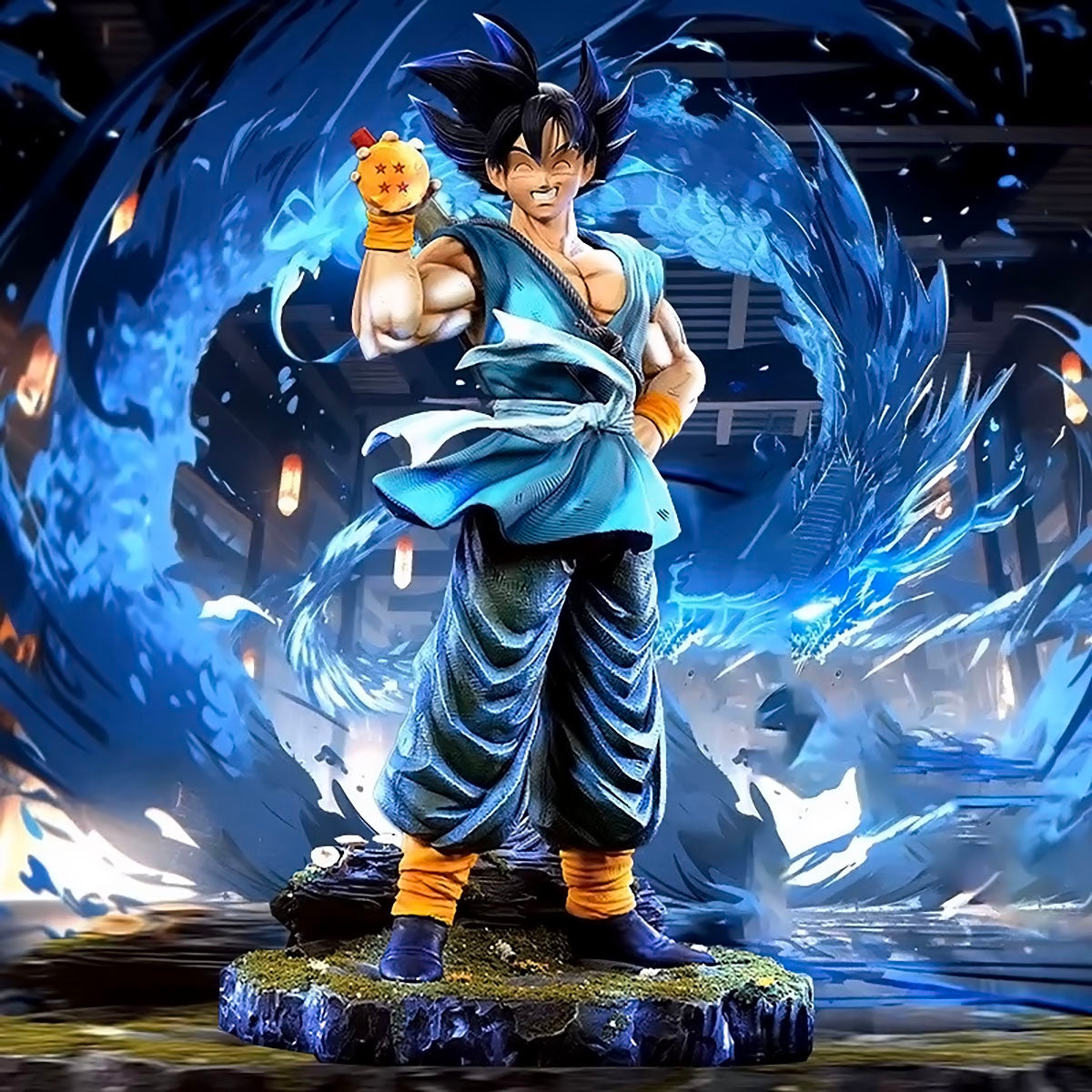 dragon ball - drt037 - dragon ball son goku happy laughing goku figure four star dragon ball action figurine statue model statue toys gift