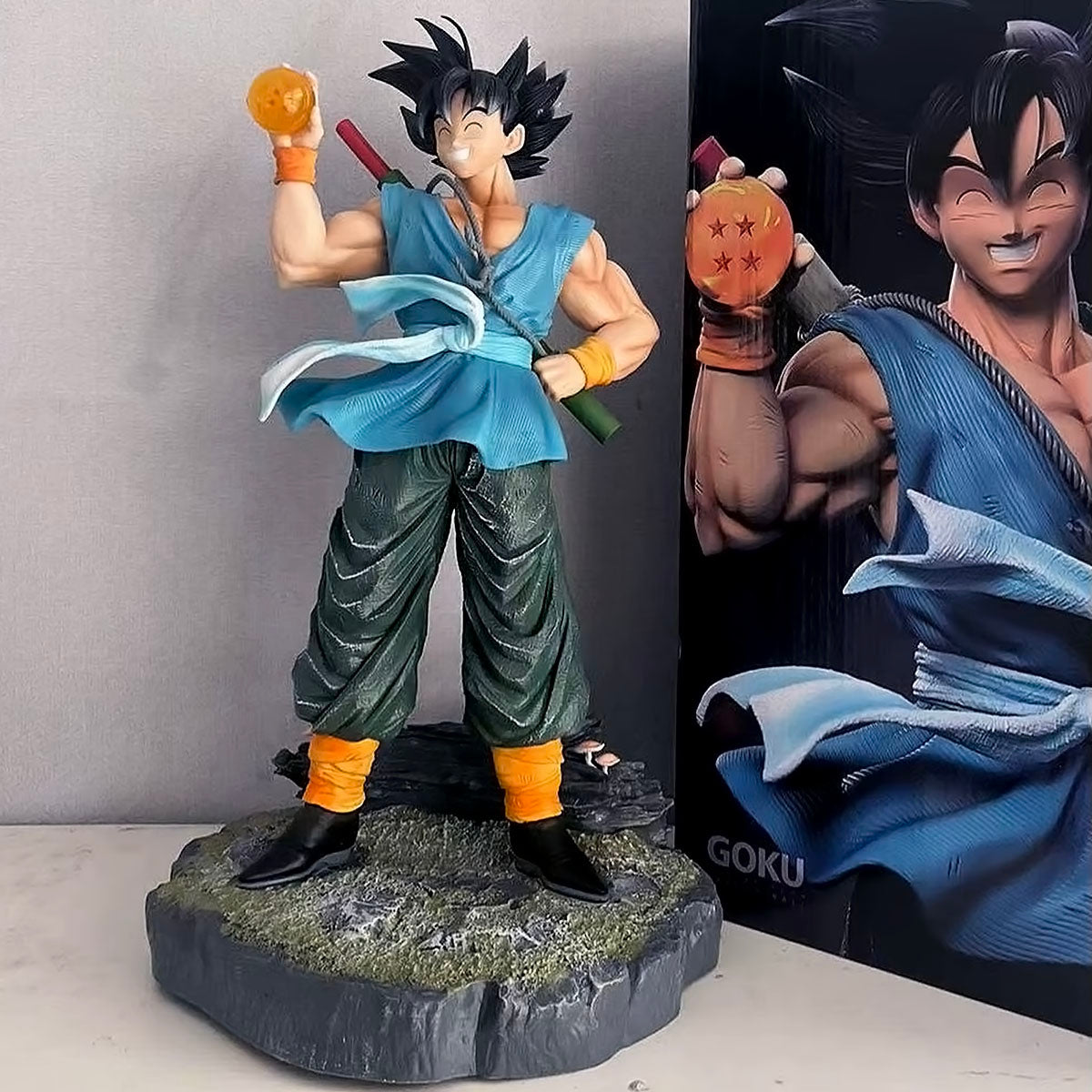 dragon ball - drt037 - dragon ball son goku happy laughing goku figure four star dragon ball action figurine statue model statue toys gift