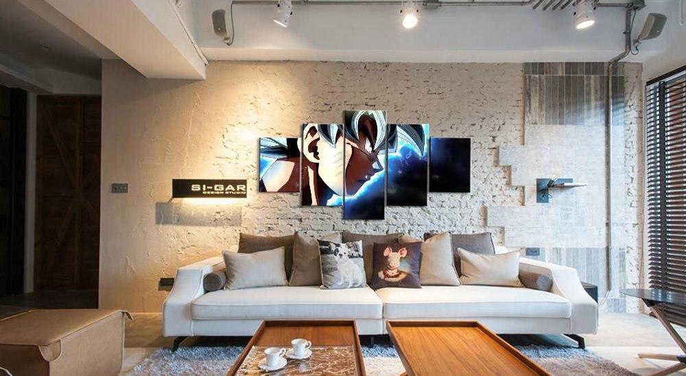 dragon ball - 5 pieces wall art - mastered ultra instinct goku - printed wall pictures home decor - dragon ball poster - dragon ball canvas