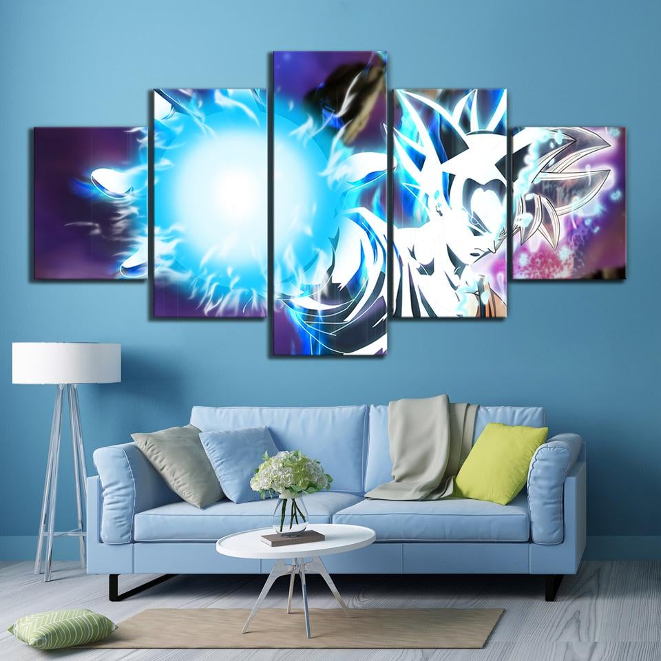 dragon ball - 5 pieces wall art - mastered ultra instinct goku - printed wall pictures home decor - dragon ball poster - dragon ball canvas