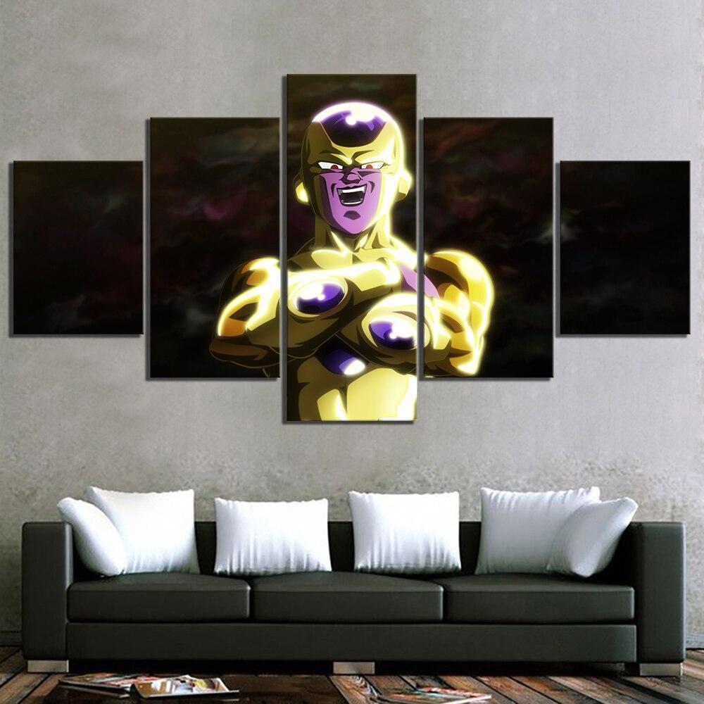 dragon ball - 5 pieces wall art - frieza golden - printed wall pictures home decor - dragon ball poster - dragon ball canvas