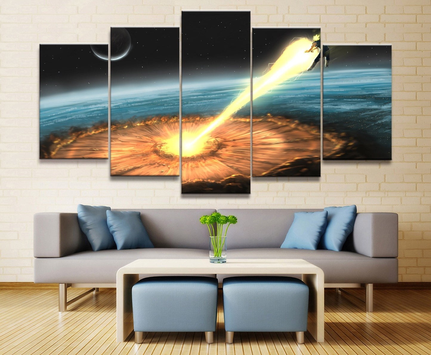 dragon ball - 5 pieces wall art - goku super saiyan - kamehameha - printed wall pictures home decor - dragon ball poster - dragon ball canvas