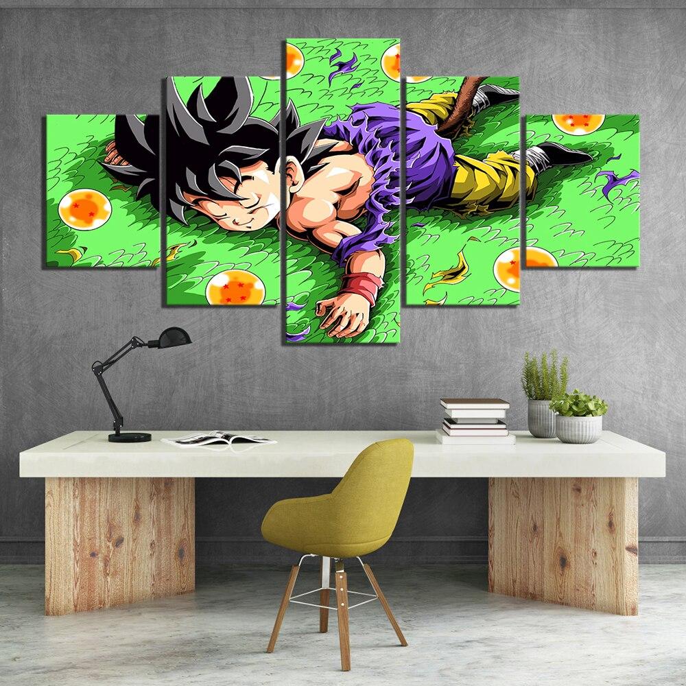 dragon ball - 5 pieces wall art - kid goku - printed wall pictures home decor - dragon ball poster - dragon ball canvas