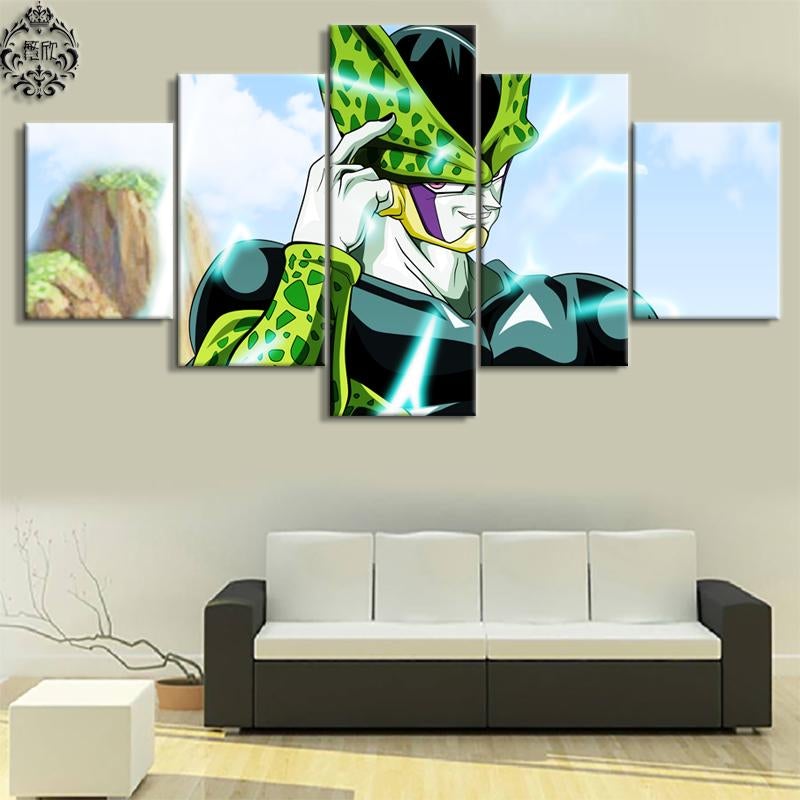 dragon ball - 5 pieces wall art - cell - printed wall pictures home decor - dragon ball poster - dragon ball canvas