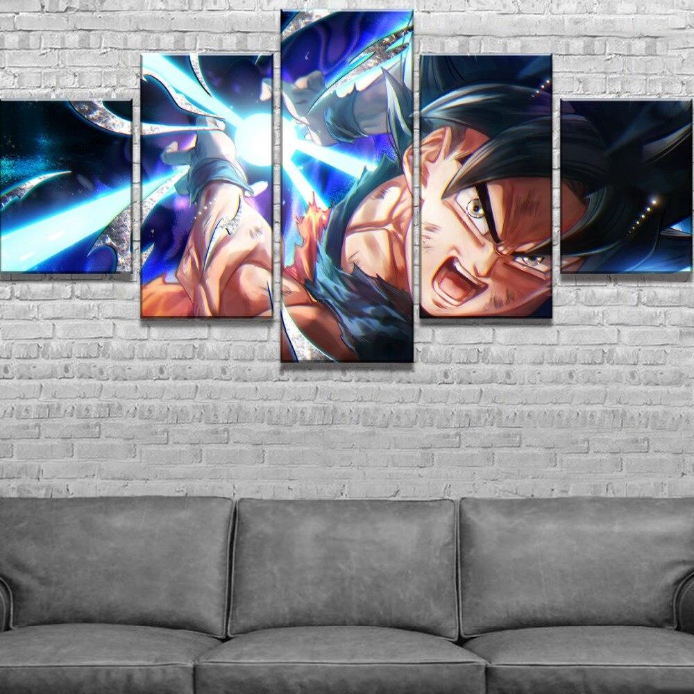 dragon ball - 5 pieces wall art - mastered ultra instinct goku - printed wall pictures home decor - dragon ball poster - dragon ball canvas