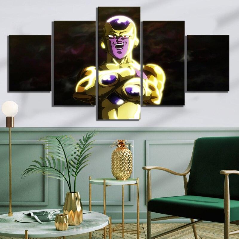 dragon ball - 5 pieces wall art - frieza golden - printed wall pictures home decor - dragon ball poster - dragon ball canvas