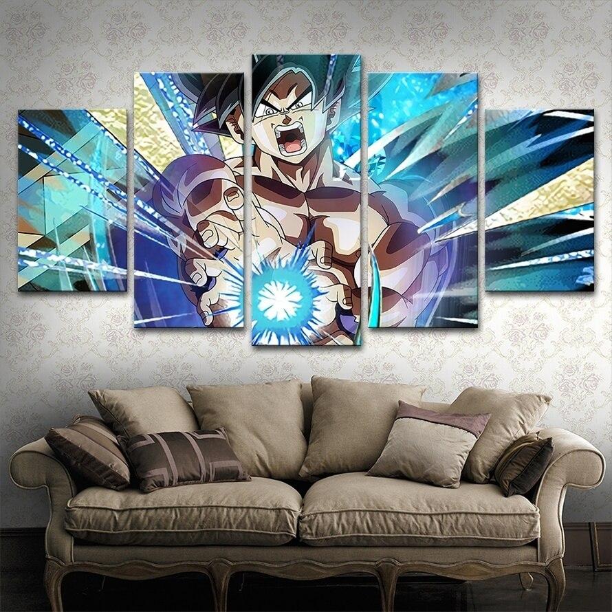 dragon ball - 5 pieces wall art - mastered ultra instinct goku - printed wall pictures home decor - dragon ball poster - dragon ball canvas