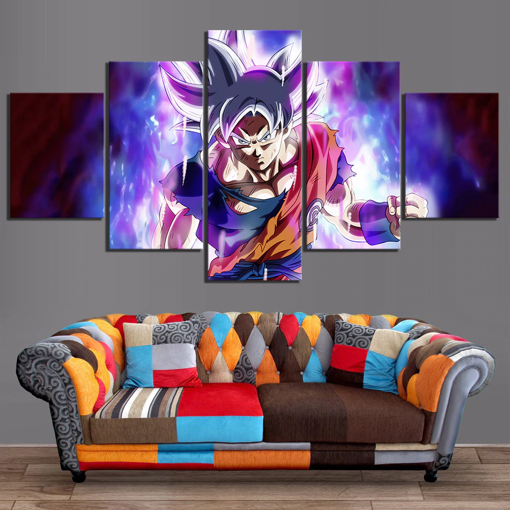 dragon ball - 5 pieces wall art - mastered ultra instinct goku - printed wall pictures home decor - dragon ball poster - dragon ball canvas