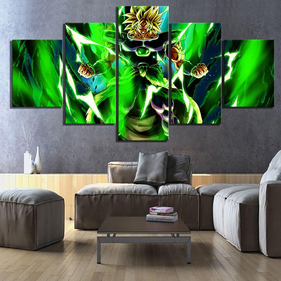 dragon ball - 5 pieces wall art - broly - printed wall pictures home decor - dragon ball poster - dragon ball canvas