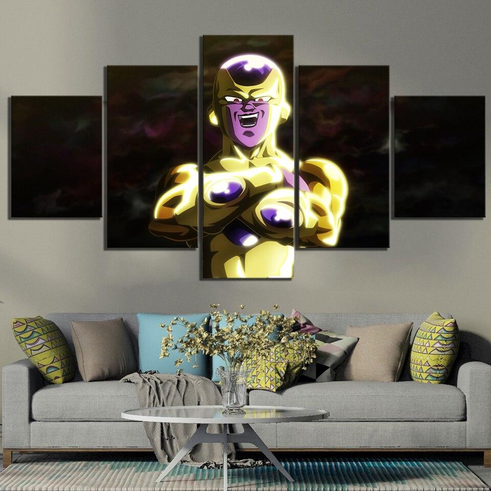 dragon ball - 5 pieces wall art - frieza golden - printed wall pictures home decor - dragon ball poster - dragon ball canvas