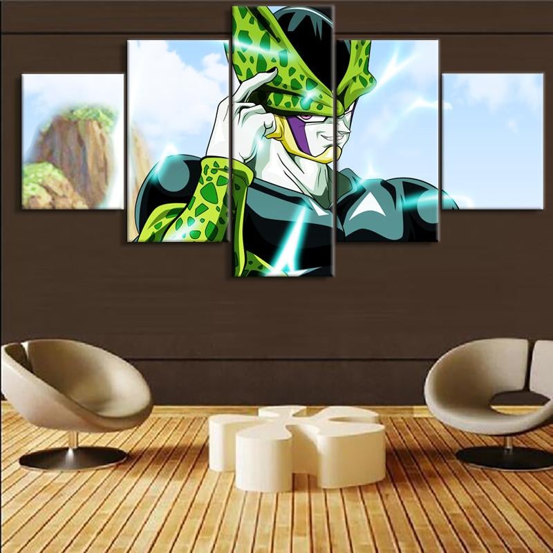 dragon ball - 5 pieces wall art - cell - printed wall pictures home decor - dragon ball poster - dragon ball canvas