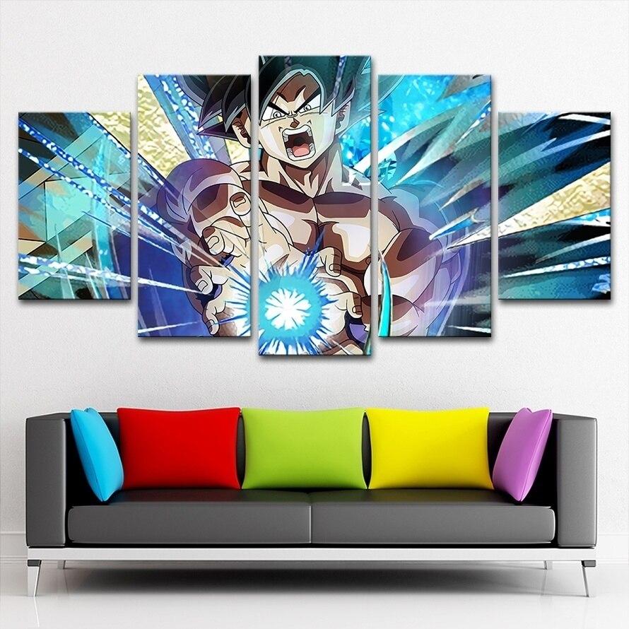 dragon ball - 5 pieces wall art - mastered ultra instinct goku - printed wall pictures home decor - dragon ball poster - dragon ball canvas