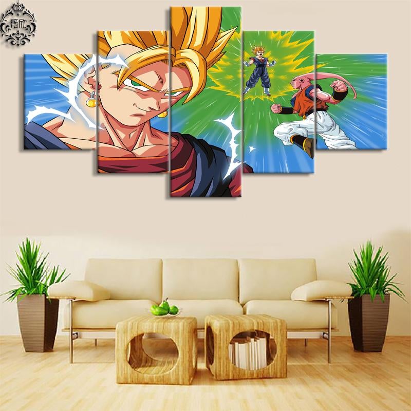 dragon ball - 5 pieces wall art - vegeto - majin boo - super saiyan blue - printed wall pictures home decor - dragon ball poster - dragon ball canvas