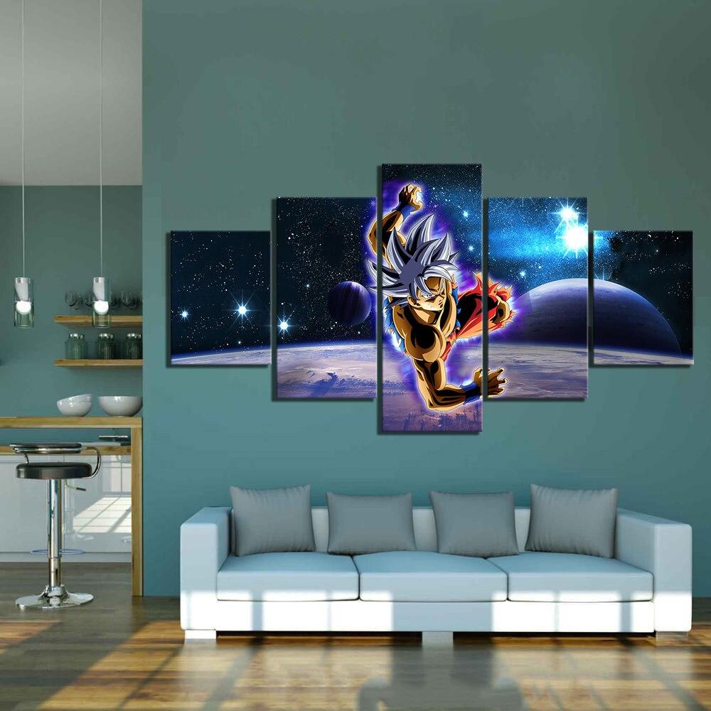 dragon ball - 5 pieces wall art - mastered ultra instinct goku - printed wall pictures home decor - dragon ball poster - dragon ball canvas