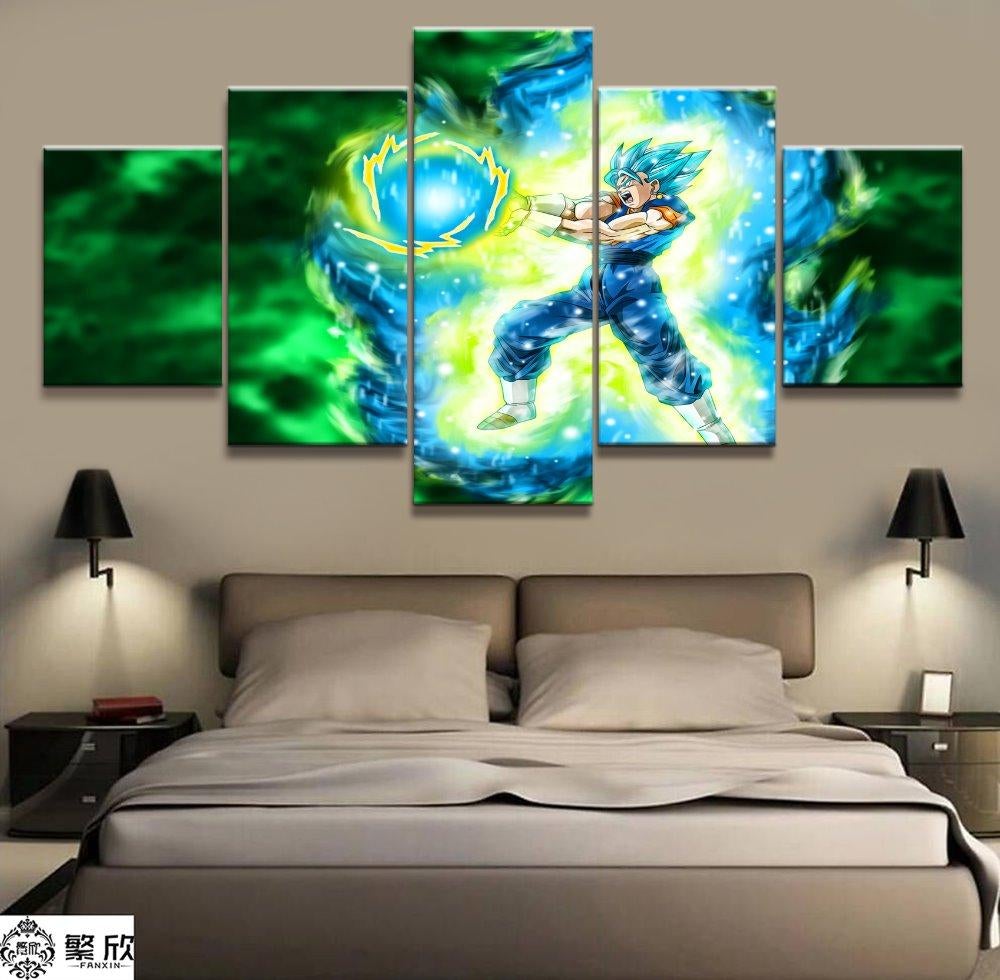 dragon ball - 5 pieces wall art - super saiyan blue - printed wall pictures home decor - dragon ball poster - dragon ball canvas
