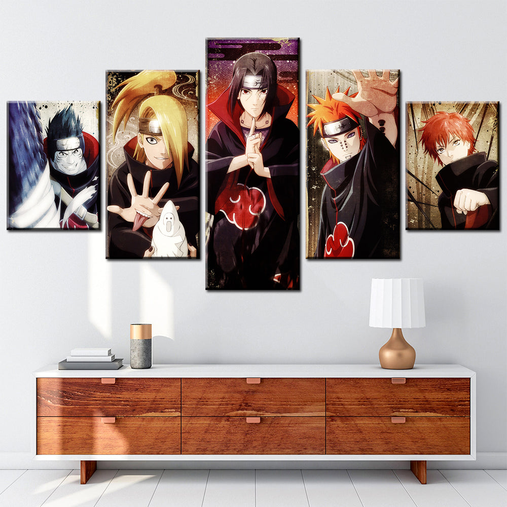 naruto - 5 pieces wall art - hoshigaki kisame - uzumaki naruto - uchiha sasuke - deidara - gaara - printed wall pictures home decor - naruto poster - naruto canvas
