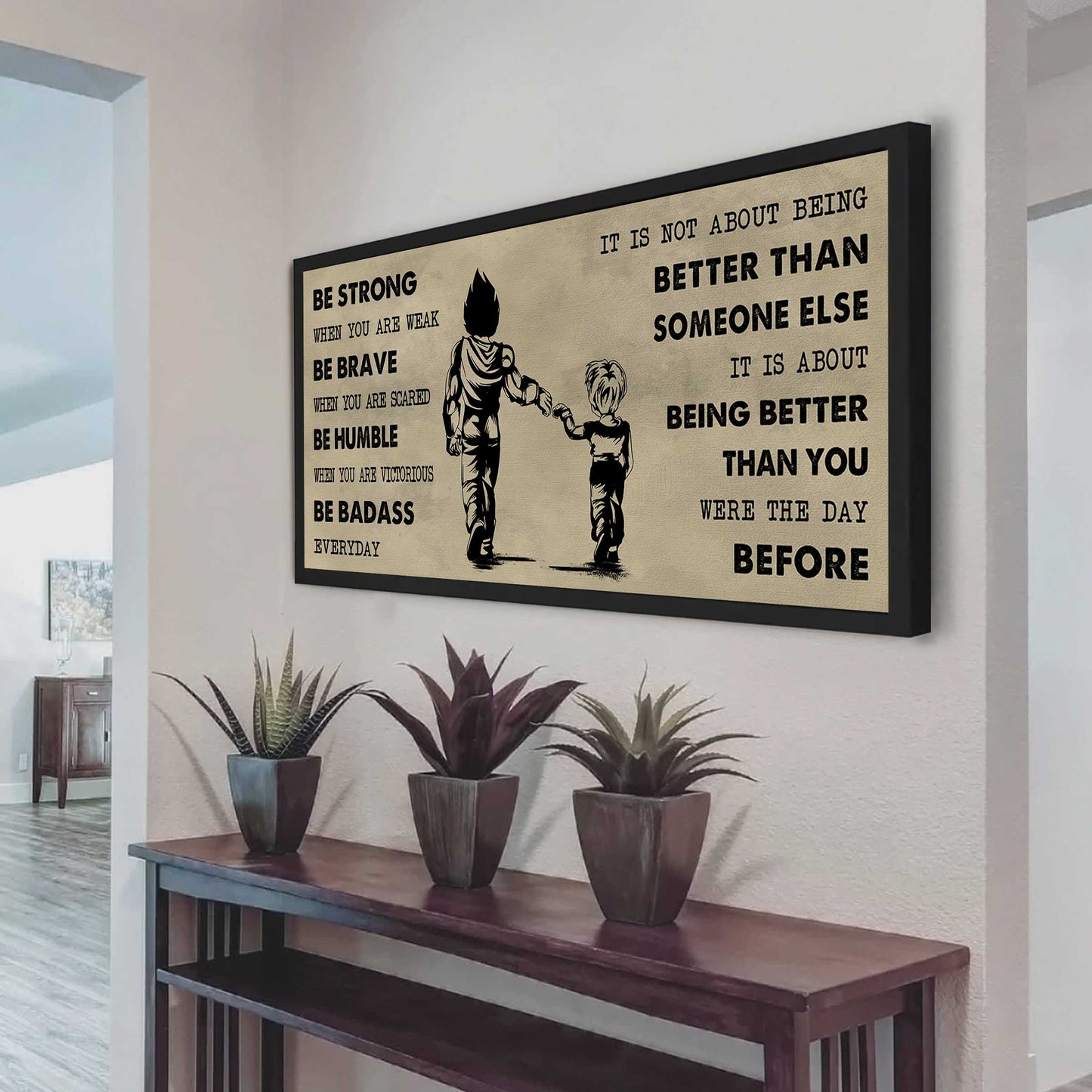 (cv50) to my son- be strong when you are weak- son- dragon ball - goku - viking - canvas poster