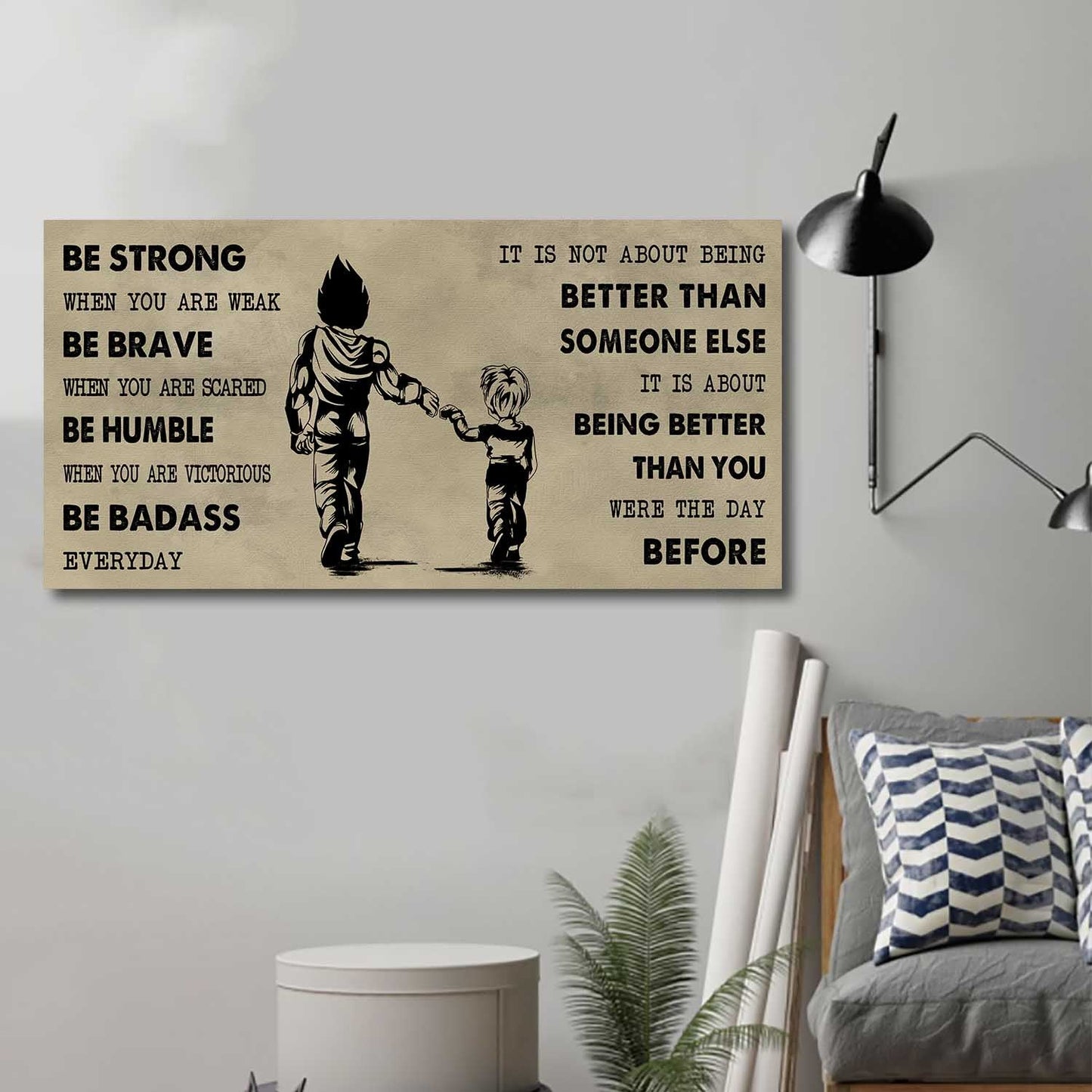 (cv50) to my son- be strong when you are weak- son- dragon ball - goku - viking - canvas poster