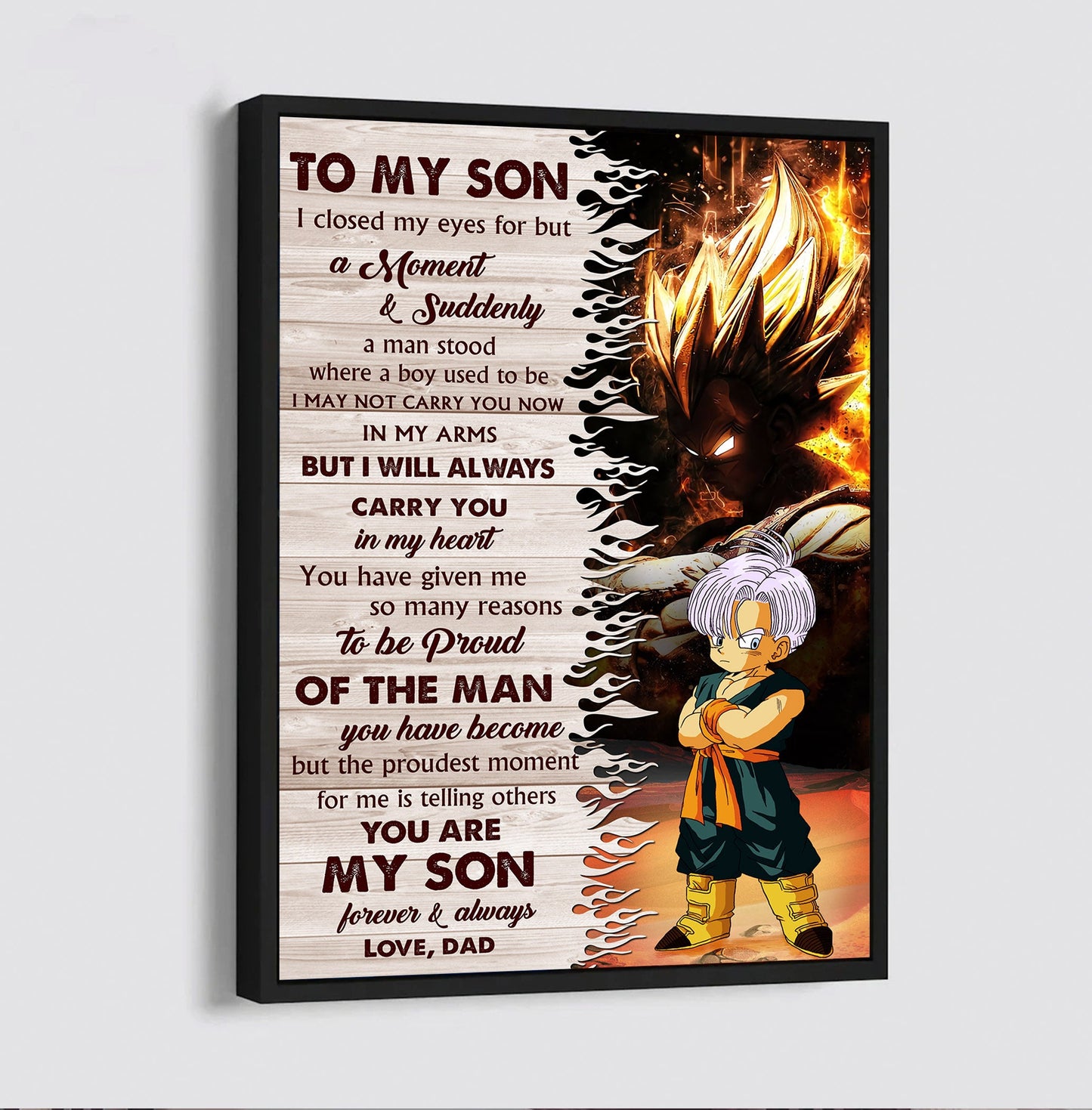 h1112 dr002 - to my son - goku -vegeta- english - horizontal poster - horizontal canvas - dragon ball canvas