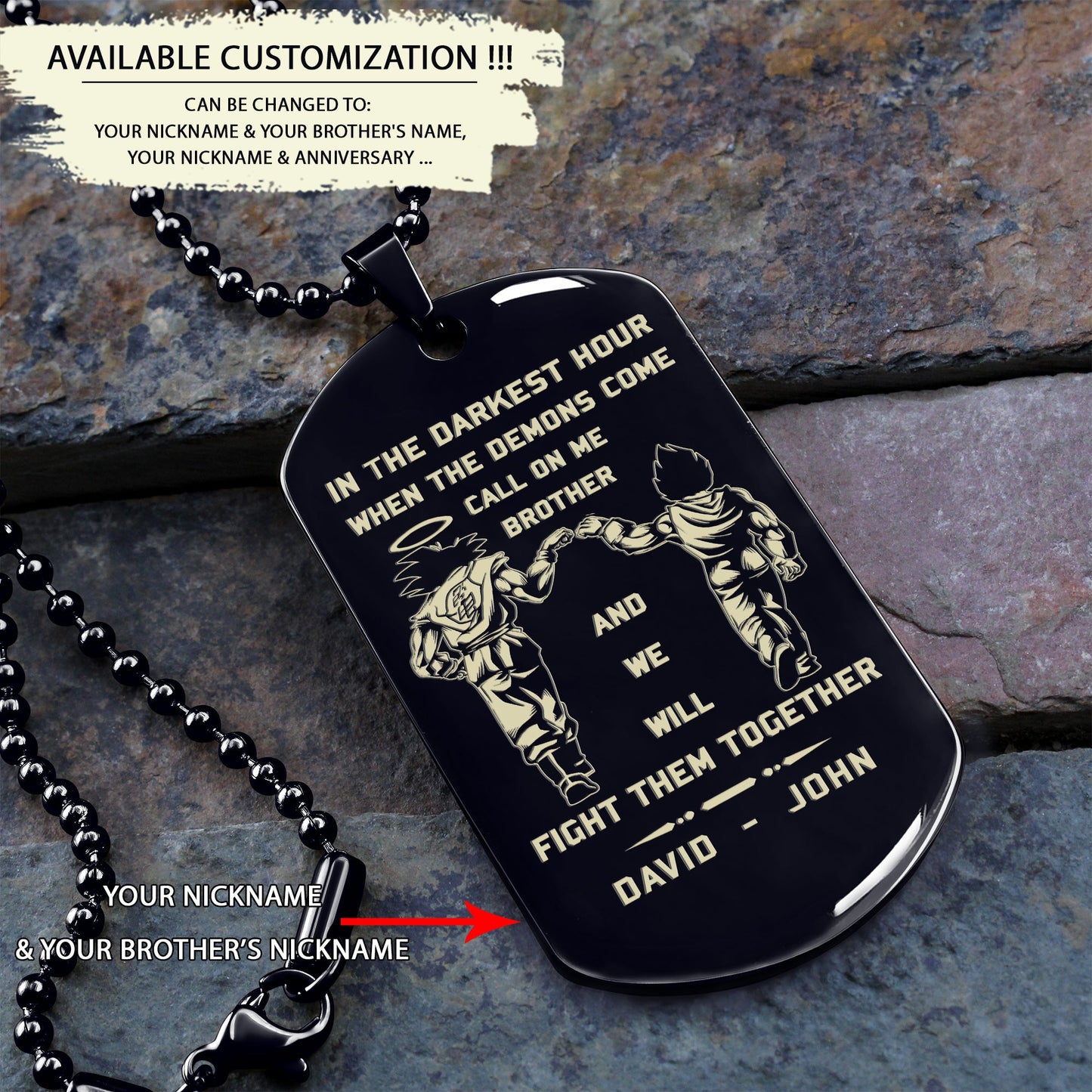 br6 angel wing call on me brother- dragon ball - goku vegeta- soldier - naruto - engraved dog necklace all style