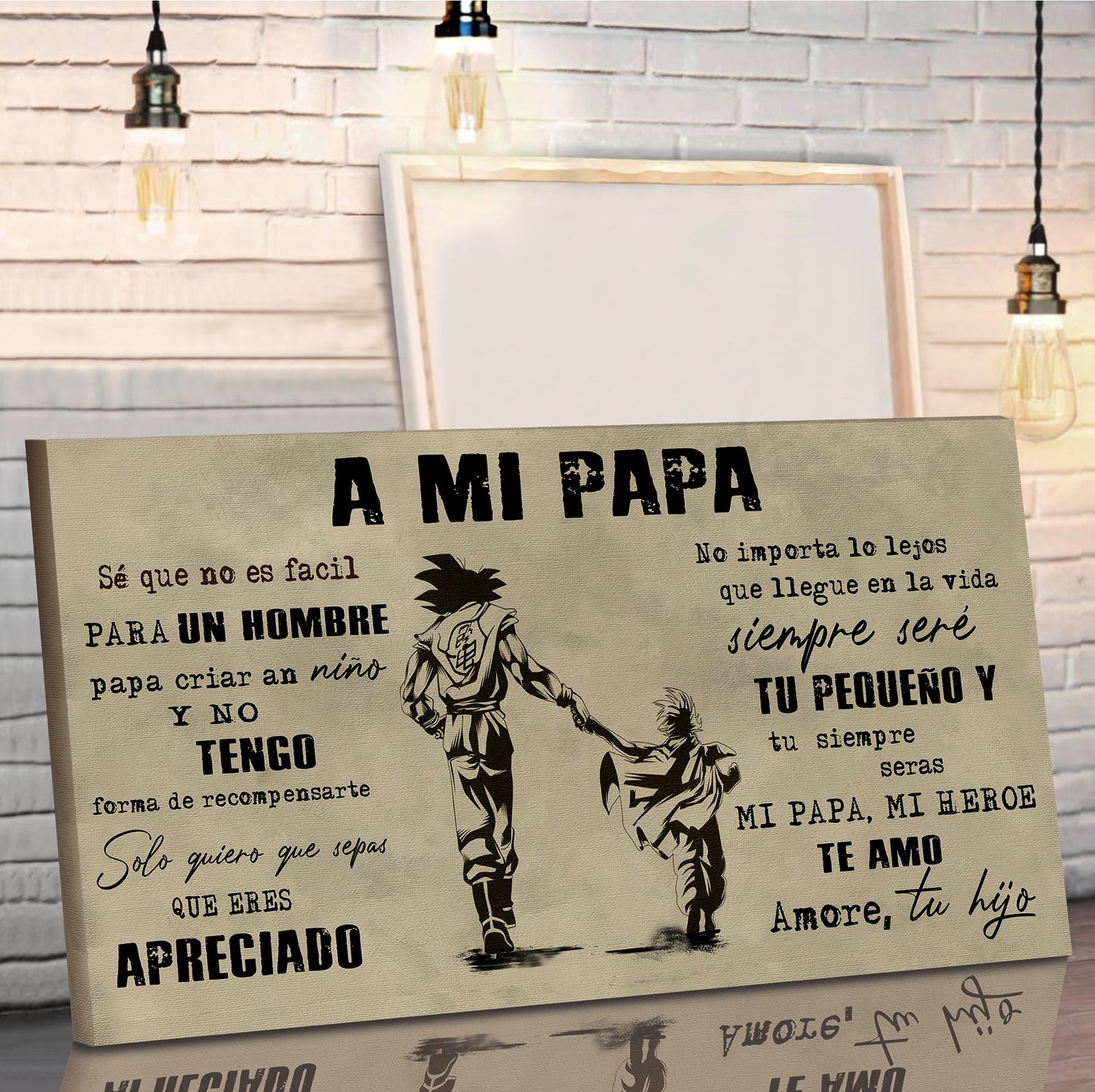 (cv35) spainish - to my dad- son - dragon ball -family -dad son- goku - viking - canvas poster