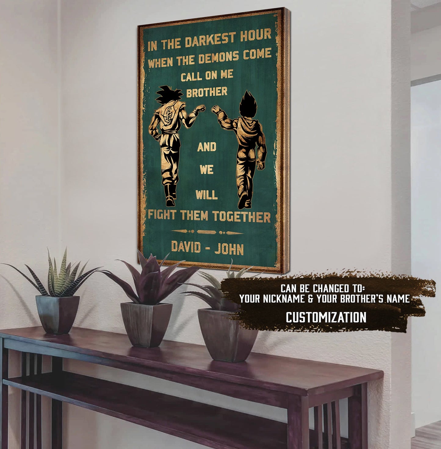 cv25) call on me brother- dragon ball - goku vegeta- soldier - naruto - canvas posster all style