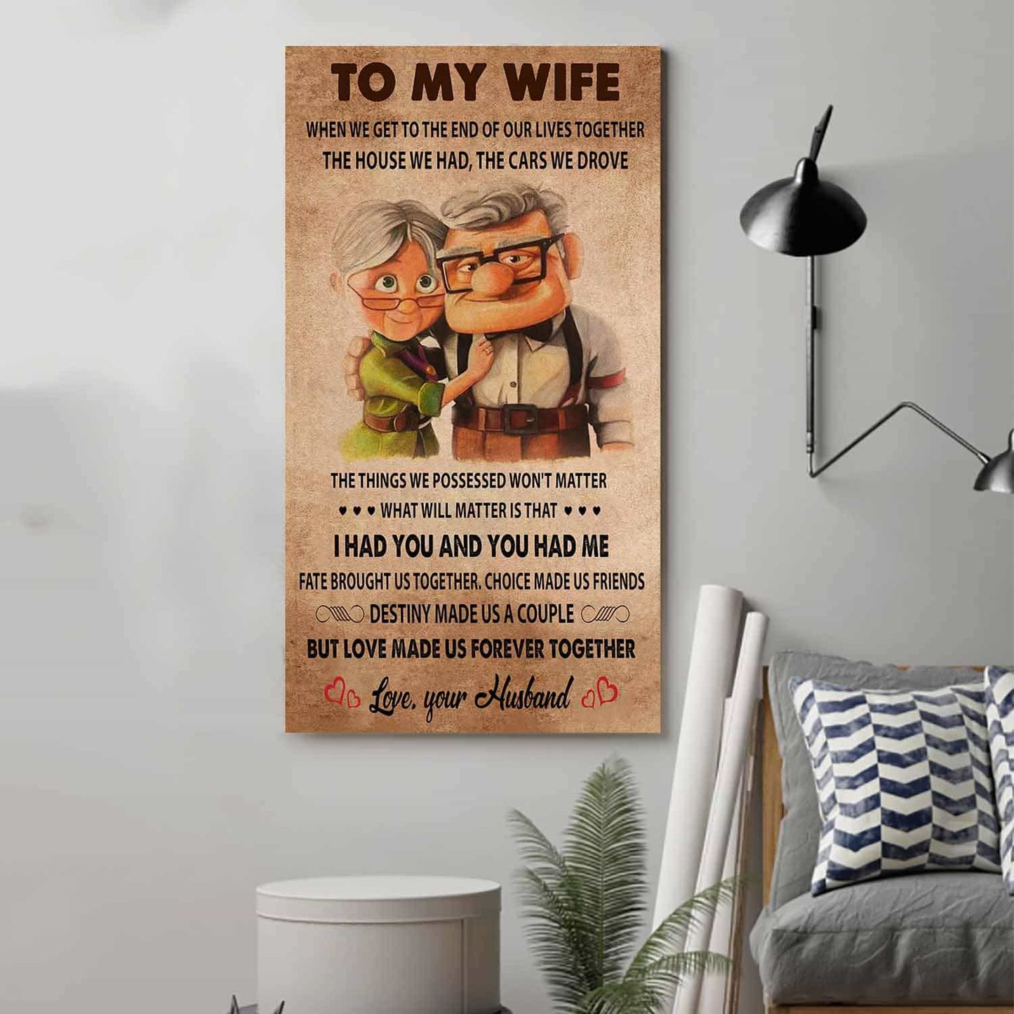 (x4) to my wife-i had you and you had me-carl & ellie-up - canvas poster