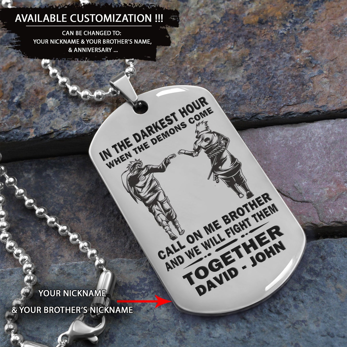 br1b call on me brother - dragon ball - goku vegeta- soldier - naruto - engraved dog necklace all style