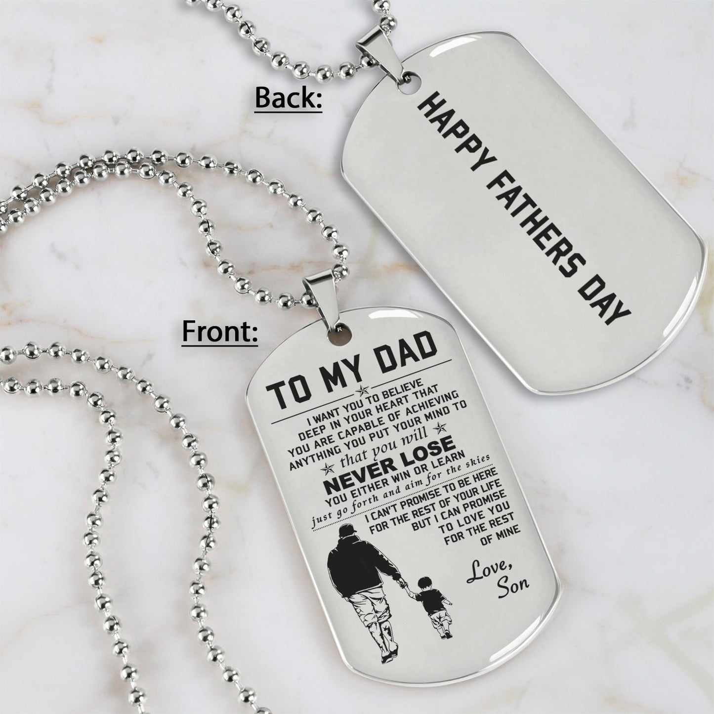 G1 To My Dad- Dog Tag - Never Lose 2 - Engraved Dog Tag All Style
