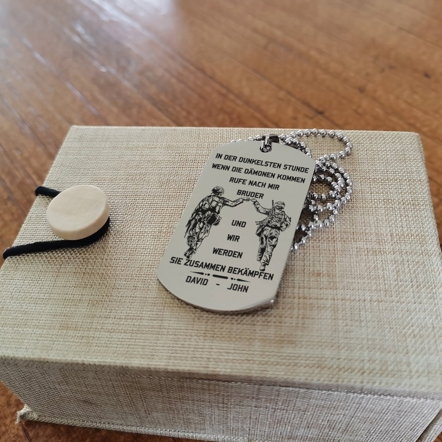 br16 german call on me brother- dragon ball - goku vegeta- soldier - naruto - engraved dog tag all style
