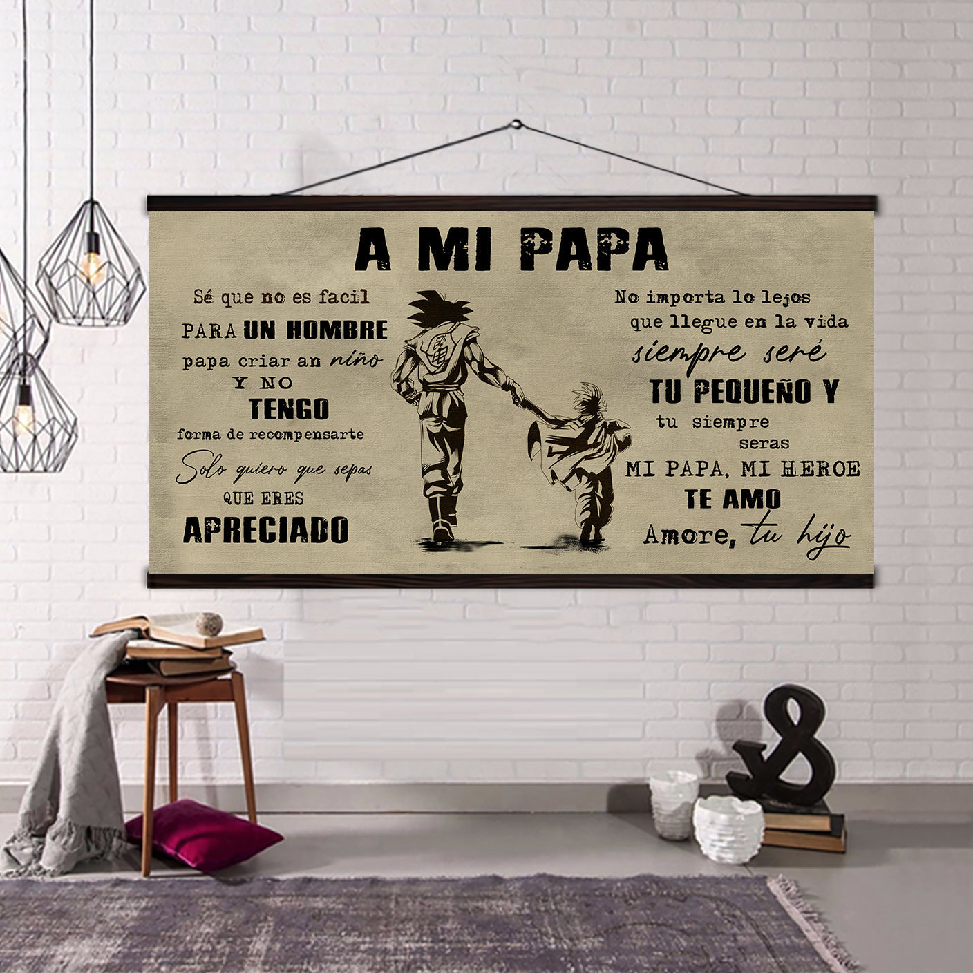 (cv35) spainish - to my dad- son - dragon ball -family -dad son- goku - viking - canvas poster