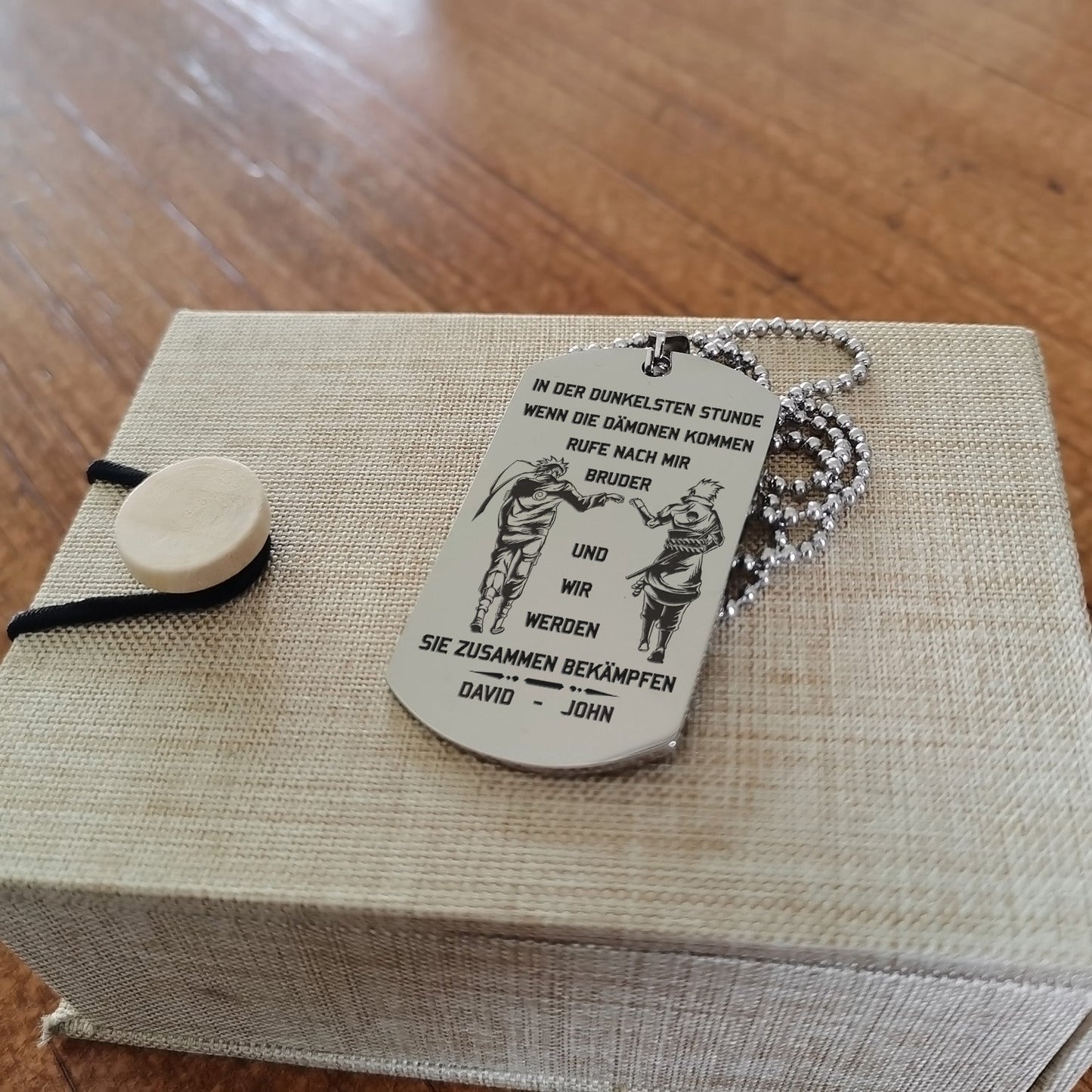 br16 german call on me brother- dragon ball - goku vegeta- soldier - naruto - engraved dog tag all style