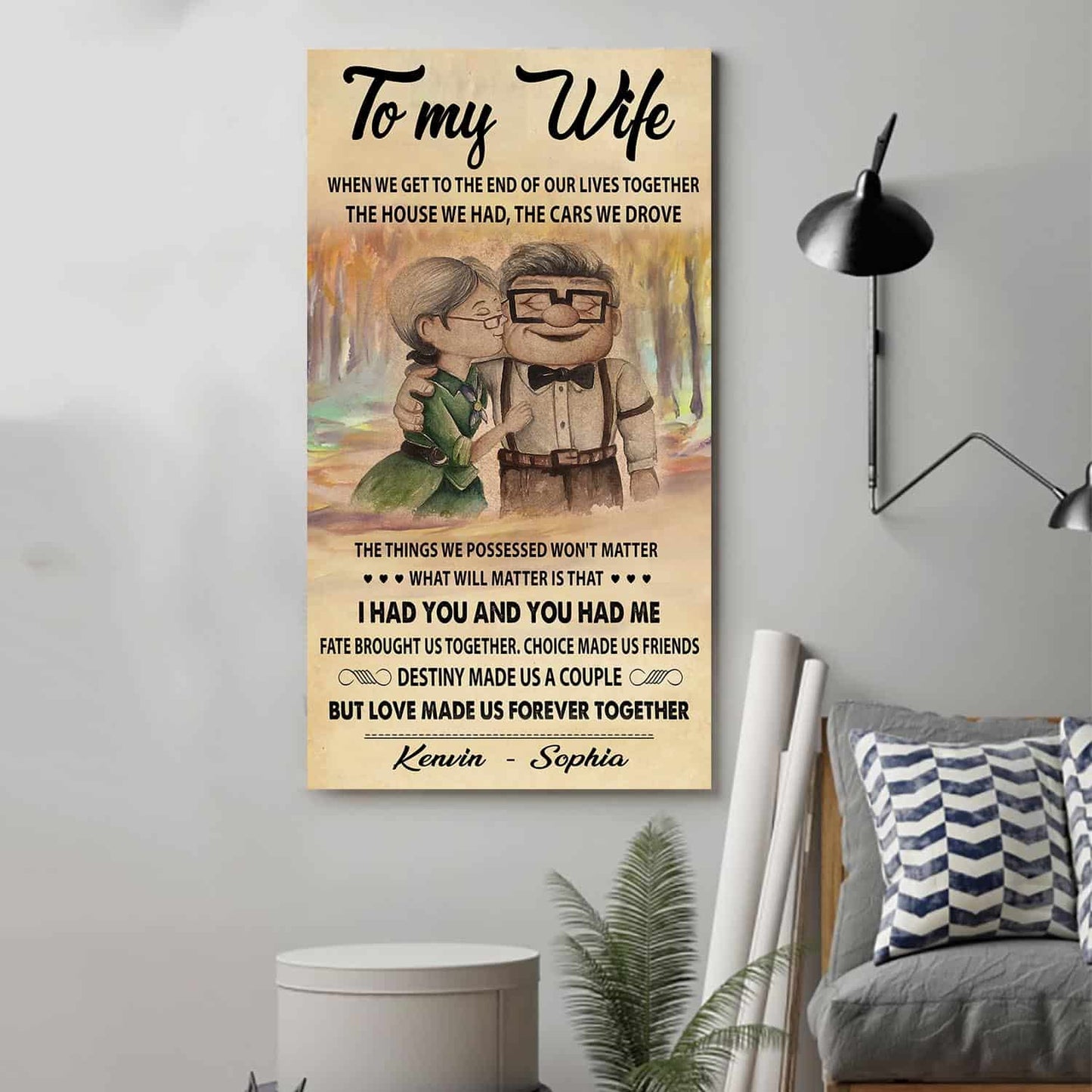 (x4) to my wife-i had you and you had me-carl & ellie-up - canvas poster